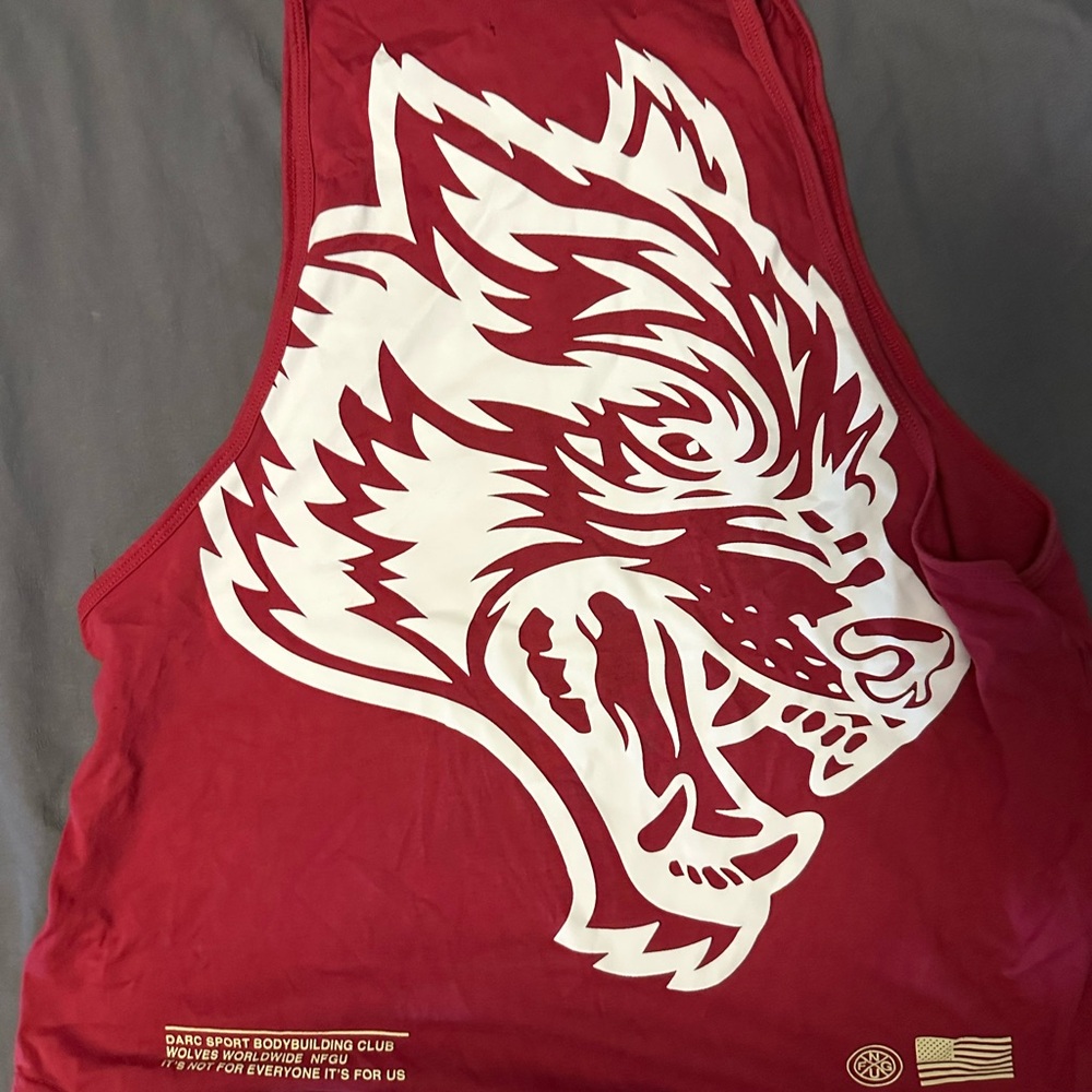 Darc Sport Red Tank Top with White Wolf Design